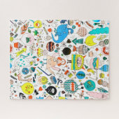 Funny Colorful Alien Monsters Partys Puzzle (Horizontal)