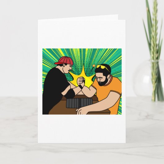 Funny Colorful Arm Wrestling Karte (Vorderseite)
