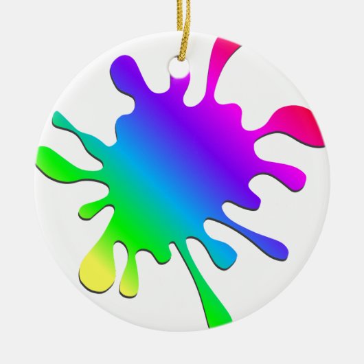 Funny Colorful Art Rainbow Paint Spritzer Keramikornament (Vorne)