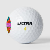 Funny Colorful Blume Muster Monogram Golfball (Logo)
