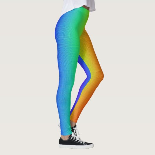 Funny Colorful Bright Regenbogen Streifen Muster Leggings (Rechts)