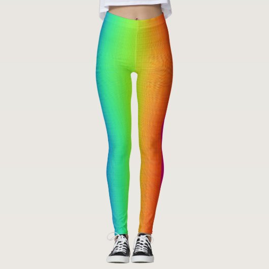 Funny Colorful Bright Regenbogen Streifen Muster Leggings (Vorderseite)