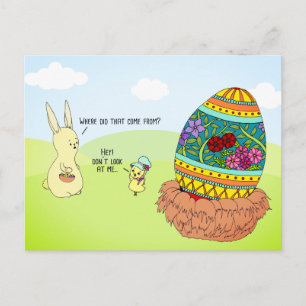 Funny Colorful Bunny Egg Hunt Niedlich Ostern Cart Postkarte