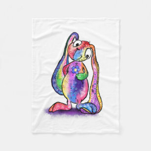 Funny Colorful Bunny Liebe Blume - Cartoon Zeichne Fleecedecke