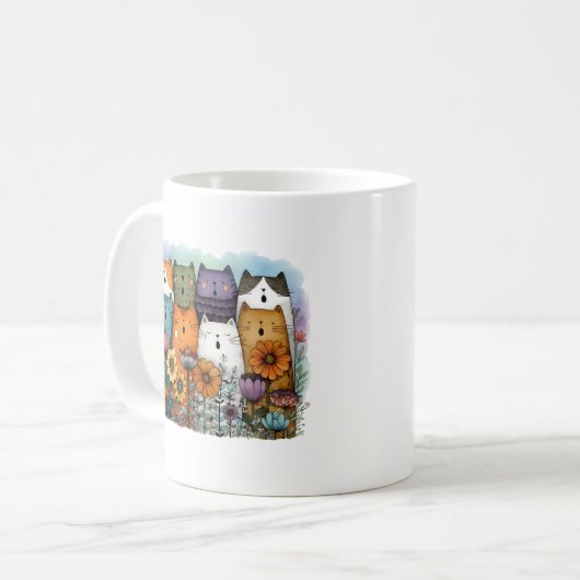 Funny Colorful Cat Kaffeetasse (Vorderseite Links)