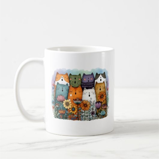 Funny Colorful Cat Kaffeetasse (Links)