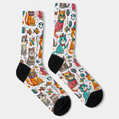 Funny Colorful Cats Pattern Socken Cat Lover Gesch (Rechts)