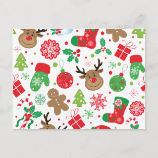 Funny Colorful Christmassy Pattern Feiertagspostkarte