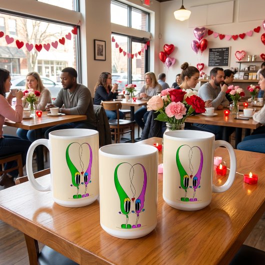 Funny, Colorful, Cute, Cartoon Valentine Heart Kaffeetasse