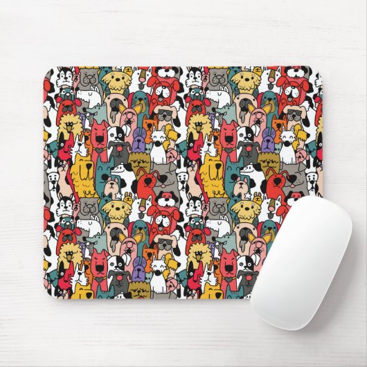 Funny Colorful Dogs Mousepad (Mit Mouse)