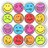 Funny Colorful Faces Aufkleber (Vorderseite)