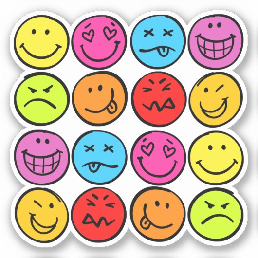 Funny Colorful Faces Aufkleber (Vorderseite)