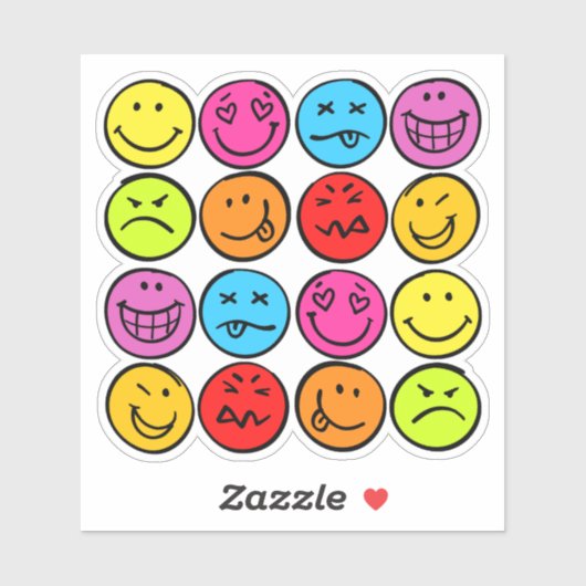 Funny Colorful Faces Aufkleber (Blatt)