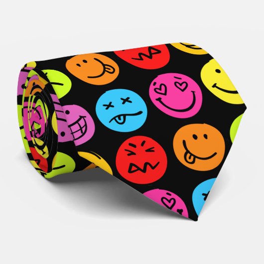 Funny Colorful Faces Krawatte (Gerollt)