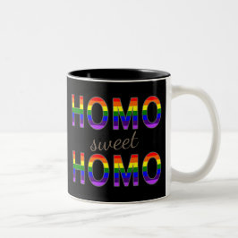 Funny Colorful Gay Rainbow Colors Homo Sweet Homo Zweifarbige Tasse