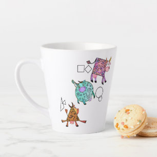 Funny Colorful Geometric Niedlich Cows Cartoon Zei Milchtasse