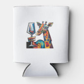 Funny Colorful Giraffe Drinken Roter Wein Cubism A Dosenkühler (Vorderseite)