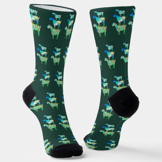 Funny Colorful Goat Pattern Socken (Gewinkelt)
