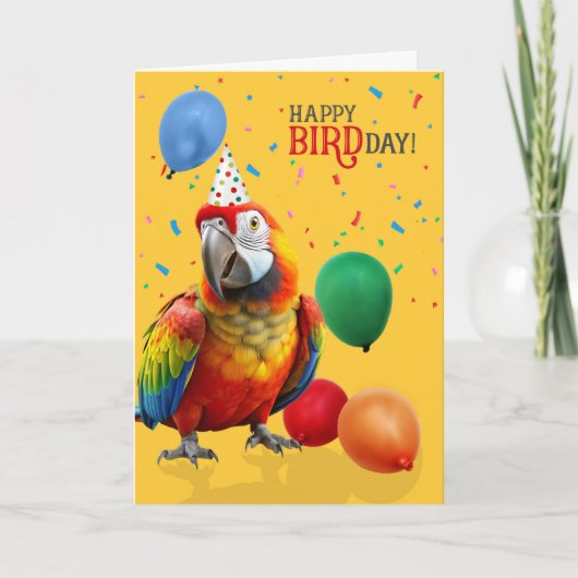 Funny Colorful Hybrid Macaw Parrot Birthday Karte (Vorderseite)