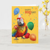 Funny Colorful Hybrid Macaw Parrot Birthday Karte (Gelbe Blume)
