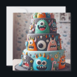 FUNNY COLORFUL MONSTER CAKE BIRTHDAY EINLADUNG<br><div class="desc">FUN MONSTER THEMED BIRTHDAY CAKE IST SPASS FÜR KINDER!! BEARBEITEN SIE DIE RÜCKSEITE FÜR EINLADUNGSINFORMATIONEN.</div>
