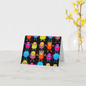 Funny Colorful Monster Party Kreaturen Charaktere Karte (Gelbe Blume)