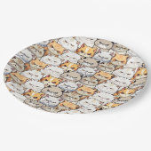 Funny Colorful Moody Cats Kitten pet Muster Pappteller (Schrägansicht)