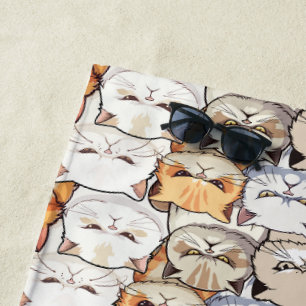 Funny Colorful Moody Meow Cats Kitten Haustier Mus Strandtuch