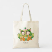Funny Colorful Owl Personalisiert Totbeutel Tragetasche (Rückseite)