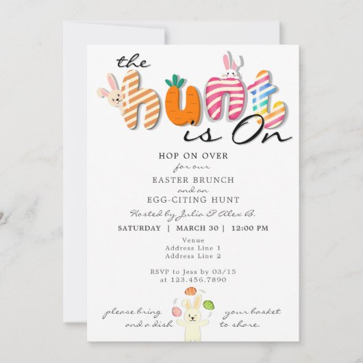 Funny Colorful Pastel Osterfest Brunch Bistro Hübs Einladung (Vorderseite)