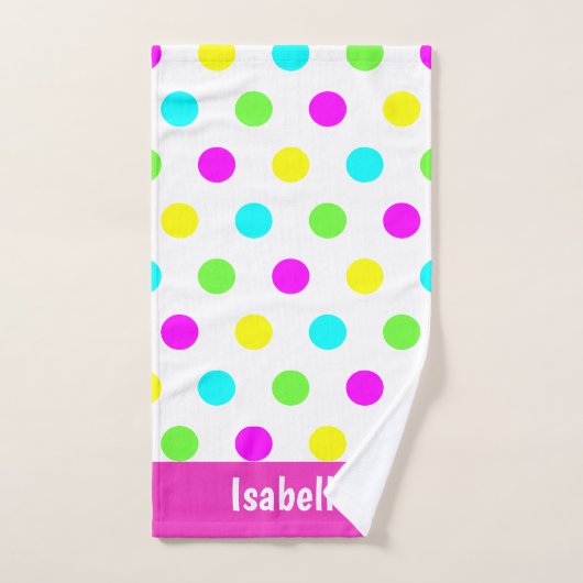 Funny Colorful Polka Dots Personalisiert Kids Name Handtuch (Handtuch)
