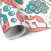 Funny Colorful Sea-Life Illustration Muster Geschenkpapier (Rolleneckpunkt)