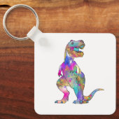 Funny Colorful T Rex Psychedelic Dinosaurier Art Schlüsselanhänger (Vorderseite)