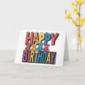 Funny Colorful Teddy Bars Happy Birthday Karte (Gelbe Blume)