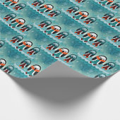 Funny Colorful Wintery Dressed Pinguin Pattern Geschenkpapier (Ecke)