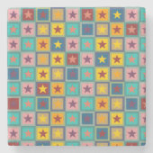 Funny Colour Stars Pattern + Ihre Idee Steinuntersetzer (Vorderseite)