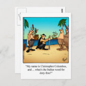 Funny Columbus Day Spaß Postcard Postkarte (Vorne/Hinten)