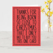 Funny Combined December Birthday and Christmas Red Karte (Gelbe Blume)