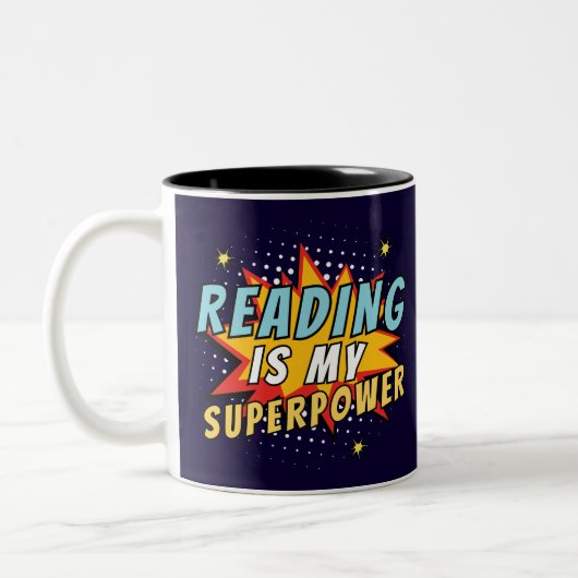 Funny Comic Book Reading ist meine Superpower Zweifarbige Tasse (Links)