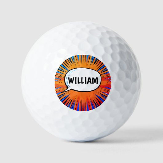 Funny Comic Buch cool personalisierter Name trendy Golfball (Vorderseite)