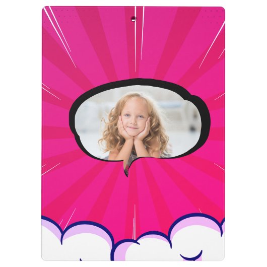 Funny Comic Buch personalisierte Nachricht Foto Klemmbrett (Rückseite)