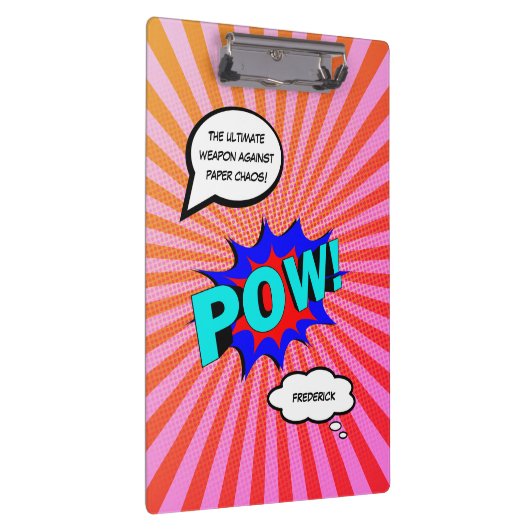 Funny Comic Buch personalisierte Nachricht Pop Klemmbrett (Rechts)