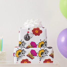 Funny Comic Buchstil BOOM OUCH cool trendy Geschenkpapier