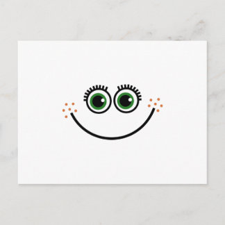 Funny Comic Cartoon Expressive Happy Freckle Face Postkarte