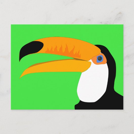 Funny Comic Cartoon Toucan Vogellächeln Postkarte (Vorderseite)