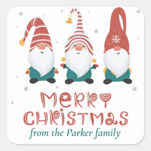 Funny Comic feiert Weihnachten Quadratischer Aufkleber (Vorderseite)