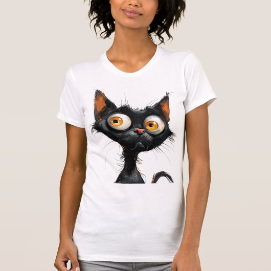 Funny Comic Karikatur Katze T-Shirt (Vorderseite)