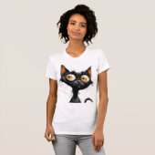 Funny Comic Karikatur Katze T-Shirt (Vorne ganz)