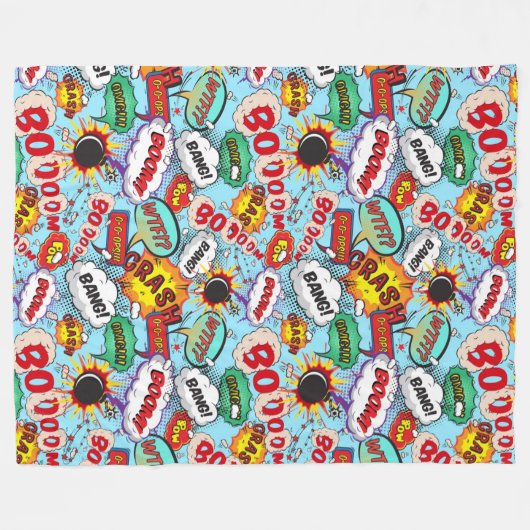 Funny Comic Pattern Fleecedecke (Vorderseite (Horizontal))