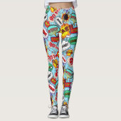Funny Comic Pattern Leggings (Vorderseite)